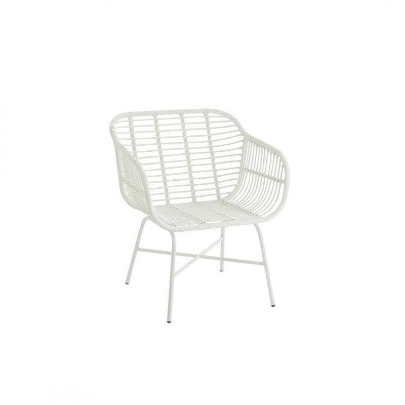 METAL RATTAN ARMCHAIR WHITE IN AND OUTDOOR