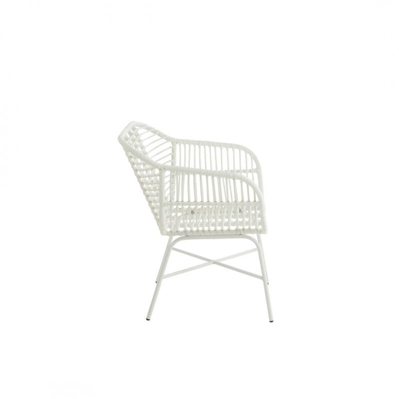 METAL RATTAN ARMCHAIR WHITE IN AND OUTDOOR
