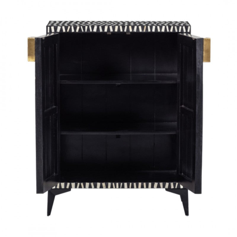 CABINET BONE BALCK AND WHITE MANGO WOOD
