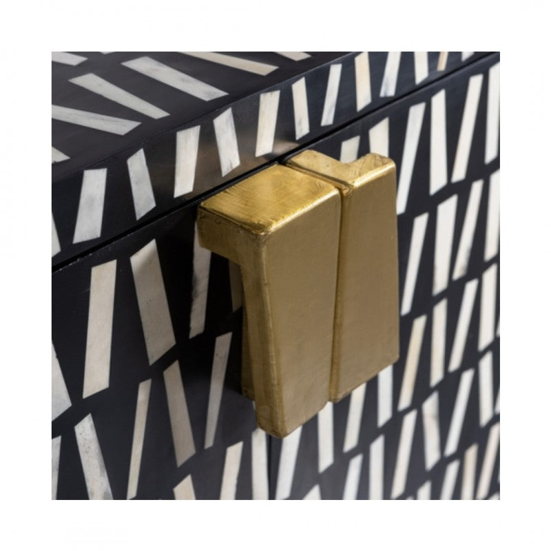 CABINET BONE BALCK AND WHITE MANGO WOOD