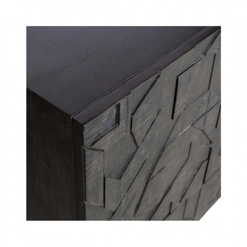 SIDEBOARD ABSTRACT CARVING BLACK 160