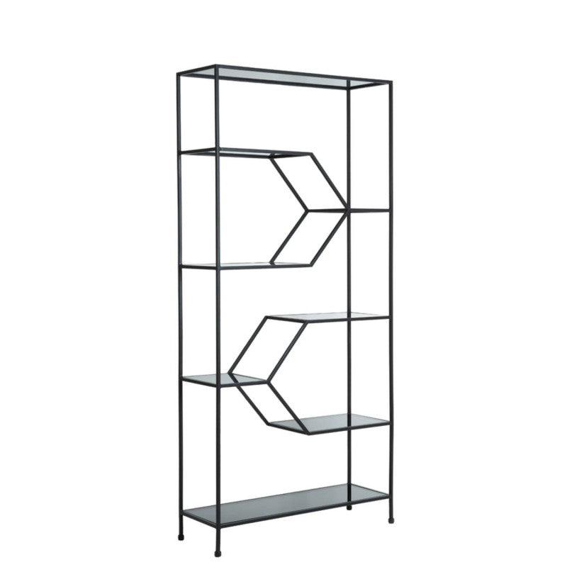 SHELF Y BLACK METAL SMOKED GLASS 215