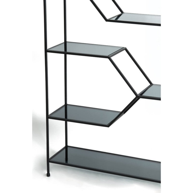 SHELF Y BLACK METAL SMOKED GLASS 215
