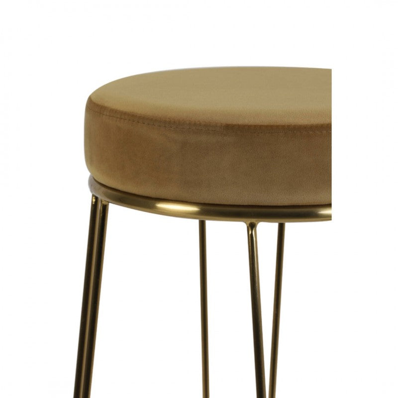 BAR STOOL VELVET CARAMEL GOLD