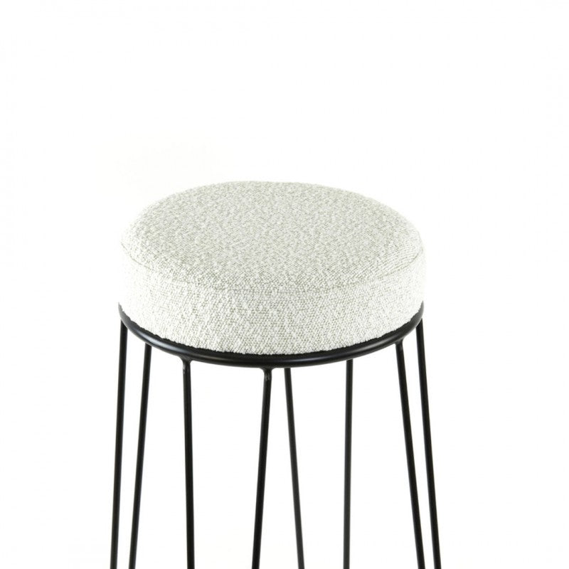 BAR STOOL BOUCLÉ BEIGE BLACK FRAME