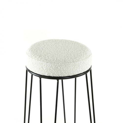 BAR STOOL BOUCLÉ BEIGE BLACK FRAME