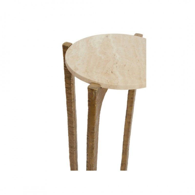 PILLARS SIDE SET OF 2 TRAVERTINE ANTIQUE BRONZE