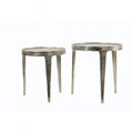 SIDE TABLE TOB SET OF 2 METAL ANTIQUE SILVER