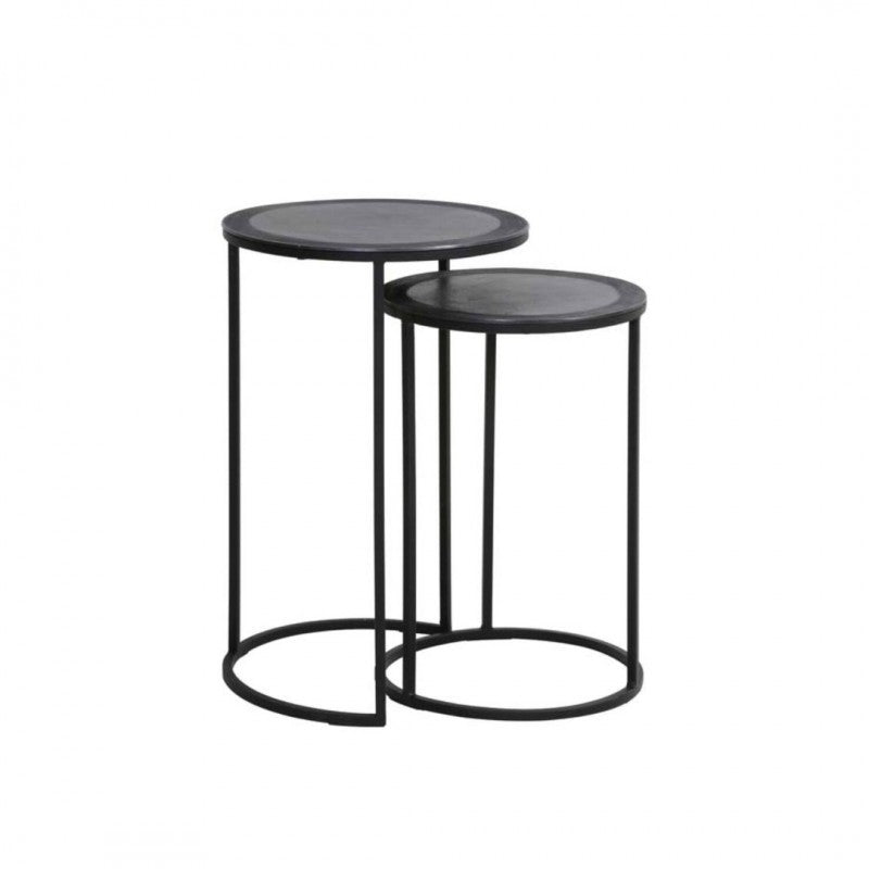 SIDE TABLE TLC SET OF 2 ANTIQUE BLACK