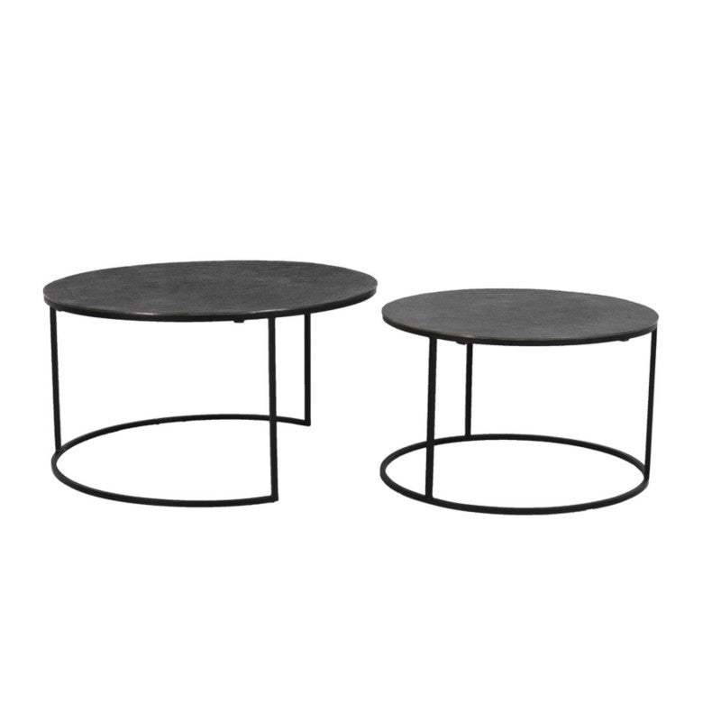 CAFE TABLE RNG METAL TEX TOP ANTIQUE BLACK SET OF 2