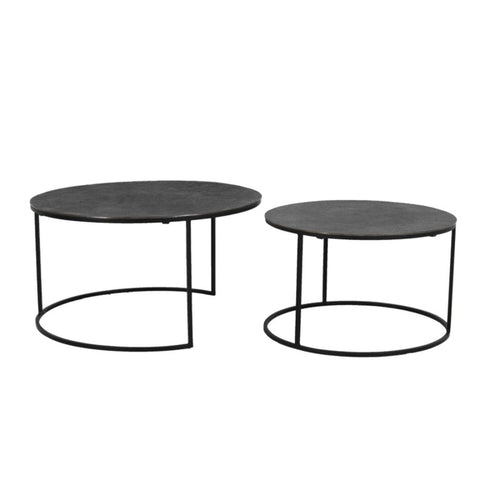 CAFE TABLE RNG METAL TEX TOP ANTIQUE BLACK SET OF 2
