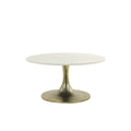 CAFE TABLE RCK WHITE MARBLE BRONZE LEG 80
