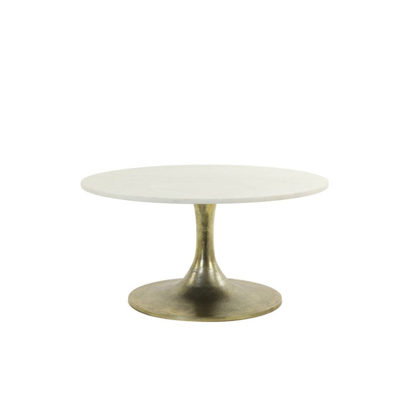CAFE TABLE RCK WHITE MARBLE BRONZE LEG 80
