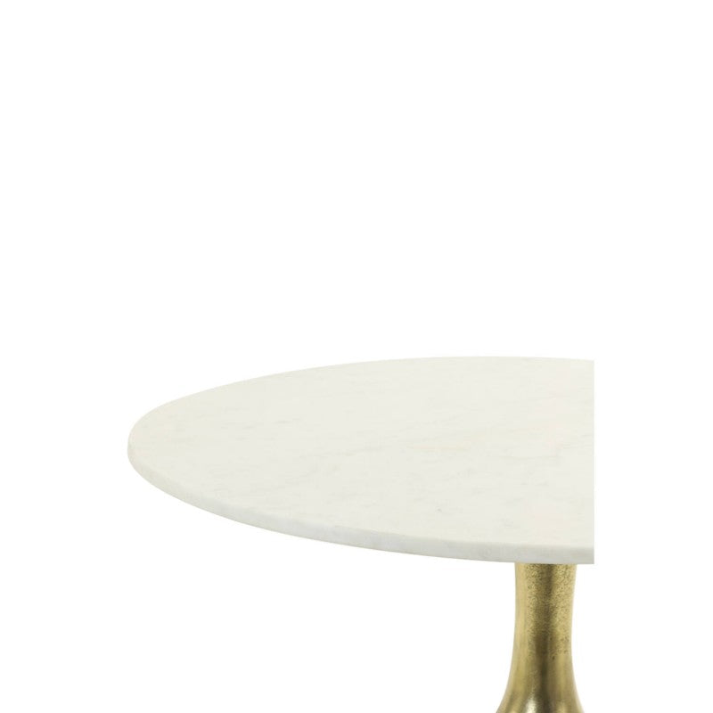 CAFE TABLE RCK WHITE MARBLE BRONZE LEG 80