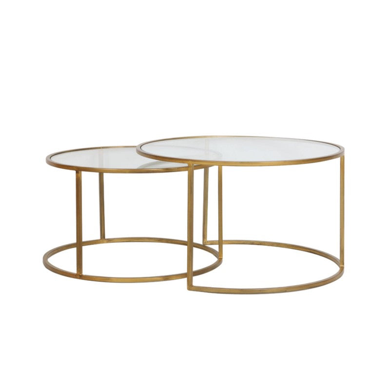 CAFE TABLE DRT GLASS GOLD SET OF 2