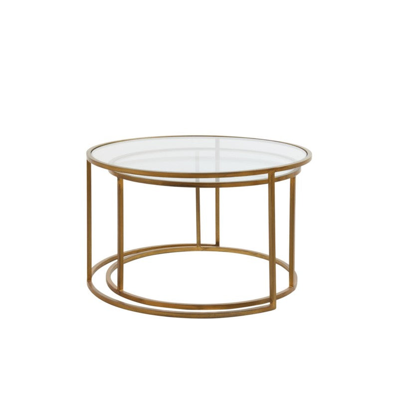 CAFE TABLE DRT GLASS GOLD SET OF 2