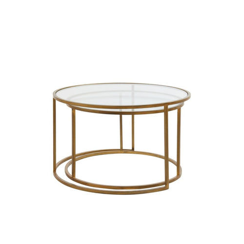 CAFE TABLE DRT GLASS GOLD SET OF 2