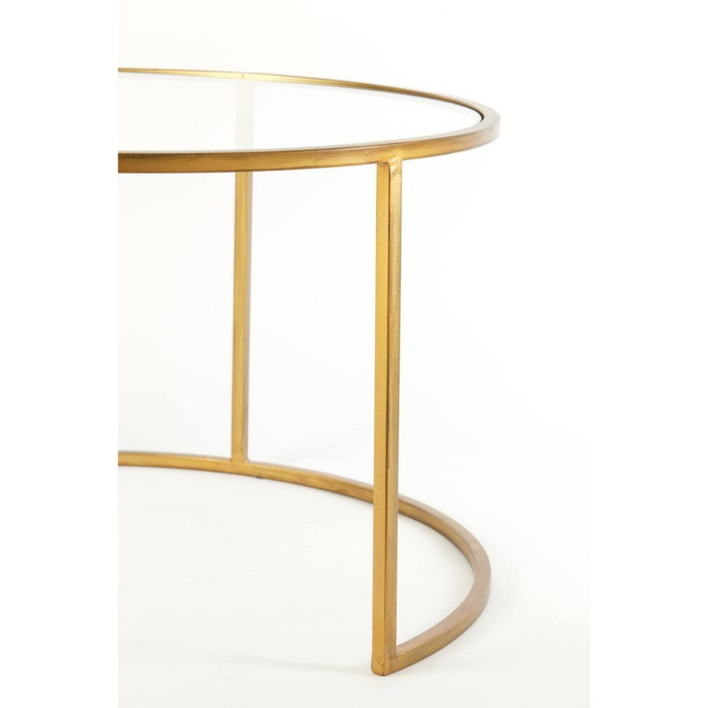 CAFE TABLE DRT GLASS GOLD SET OF 2