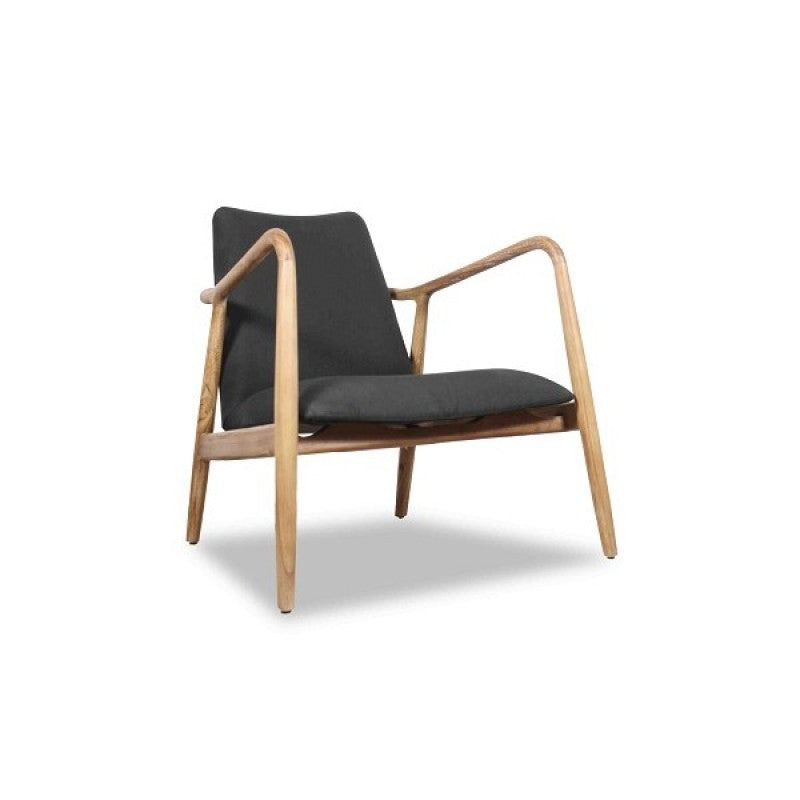 ARMCHAIR CARACAS TEAK BLACK FABRIC