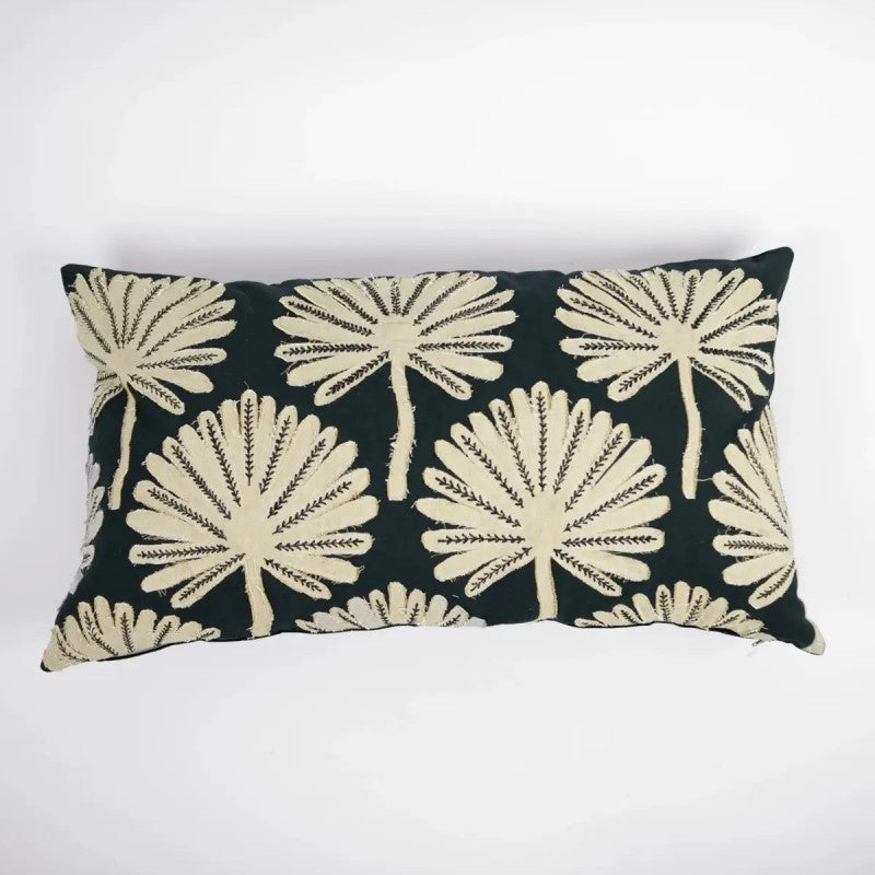 PHO CUSHION COVER PALM COTTON BLACK 70