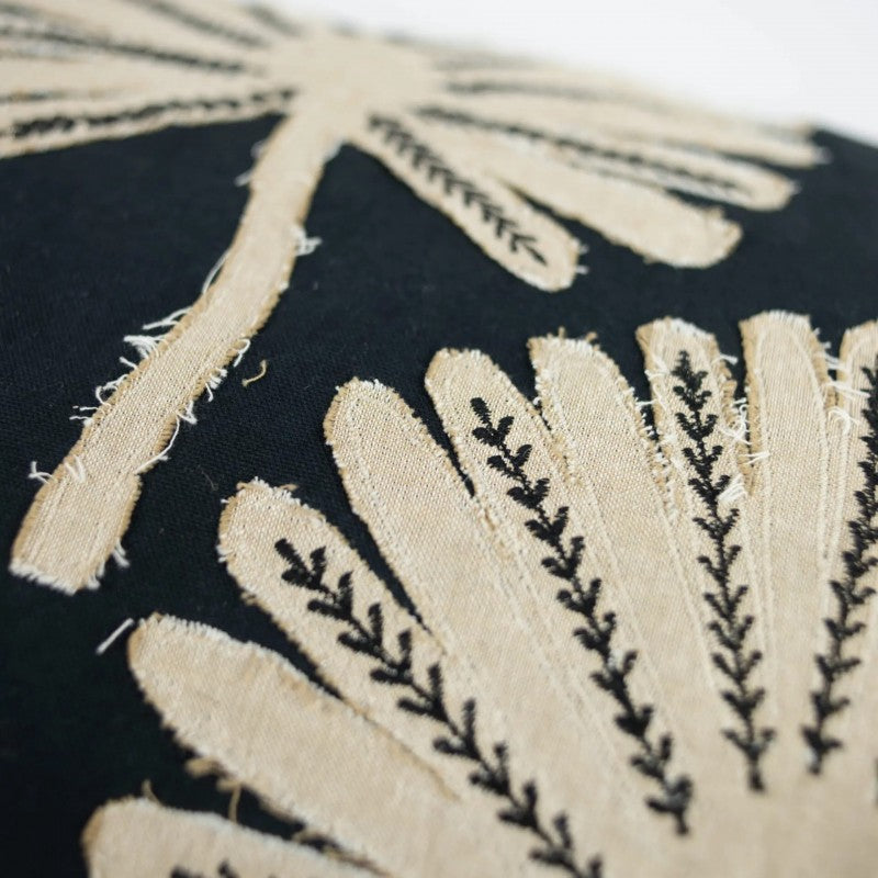 PHO CUSHION COVER PALM COTTON BLACK 70