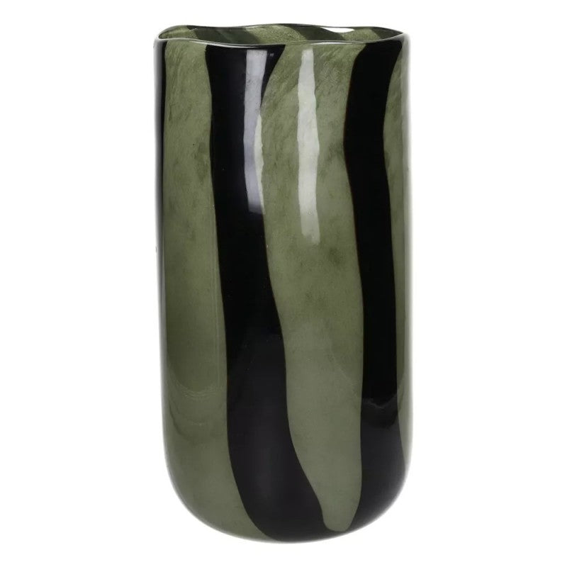 VASE NES GLASS GREEN BLACK