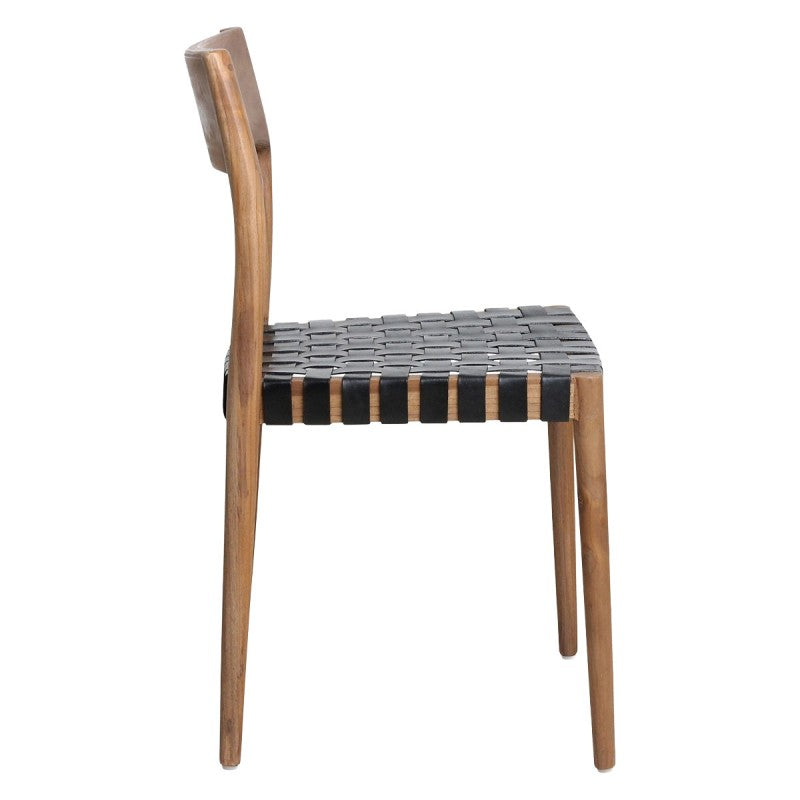 DINING CHAIR WITH LEATER SEAT TEAKWOOD