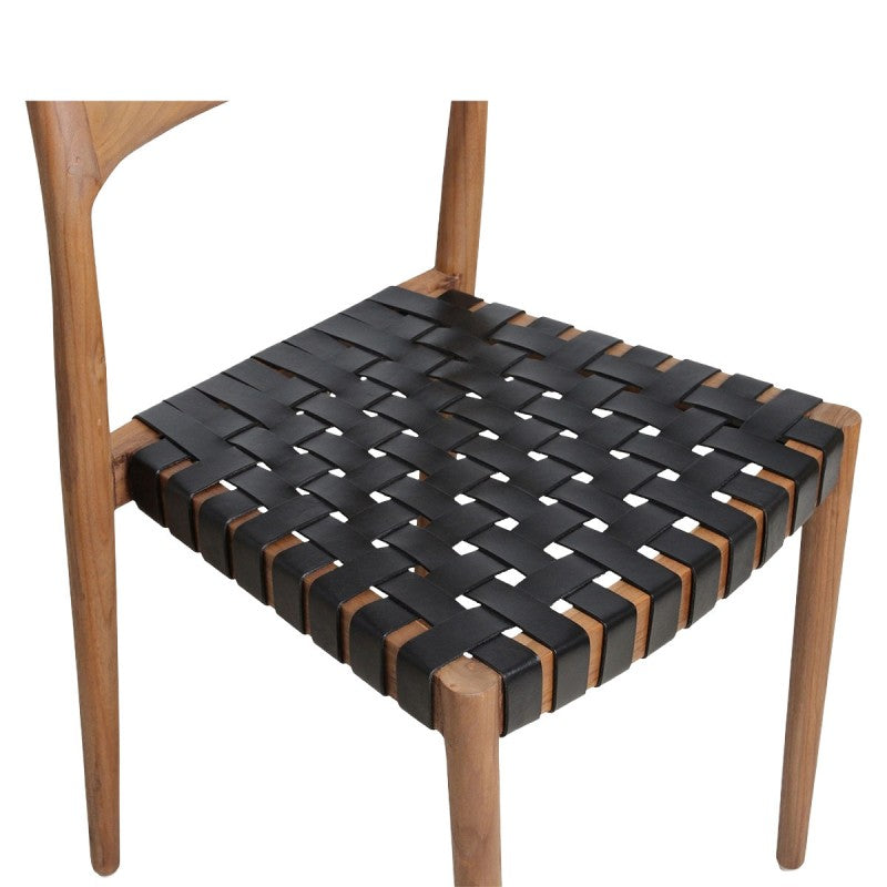 DINING CHAIR WITH LEATER SEAT TEAKWOOD