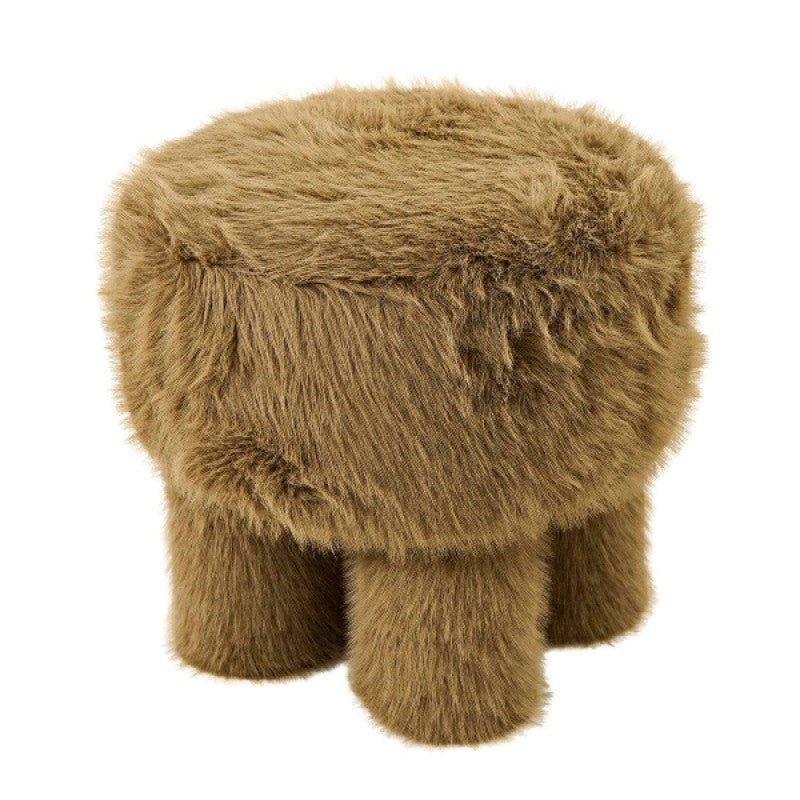STOOL BROWN POLY FUR