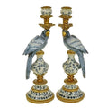 CANDLE HOLDER PARROT PAIR BLUE POLY