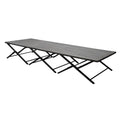 COTT OVERSIZED SALOON TABLE GREY WOOD TOP BLACK IRON LEG