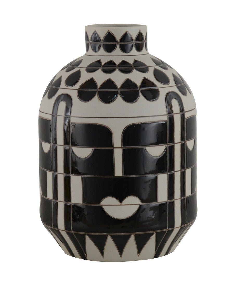 VASE KRUGER WHITE AND BLACK CREAMIC