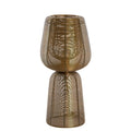 Antique bronze wire table lamp with a rounded open-wire shade and tapered wirework base