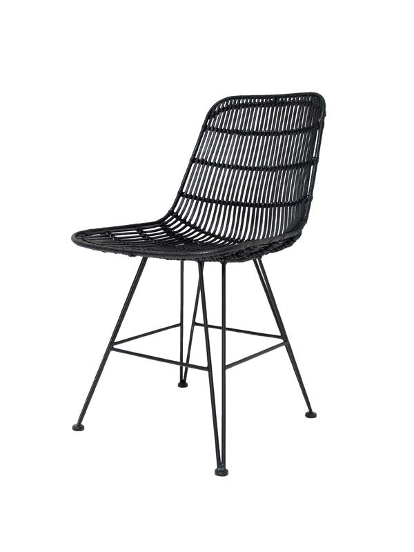 RATTAN DINING CHAIR BLACK