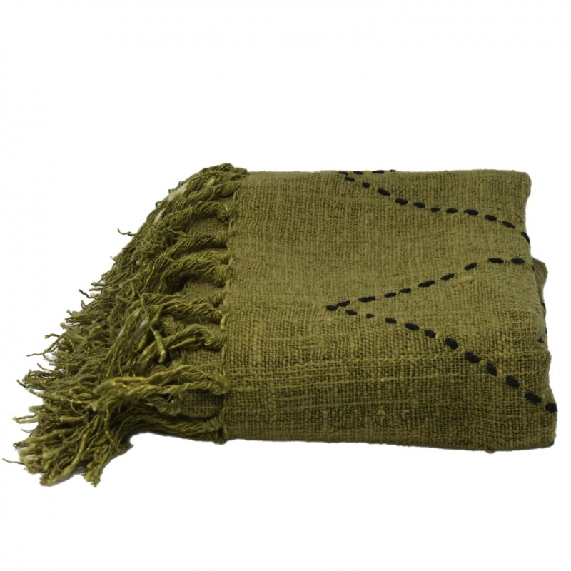 MAMA BLANKET RAW COTTON GREEN HOME TEXTILES
