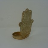 WAX HOLDER HAND SINGLE GOLD - CANDLE HOLDERS, CANDLES