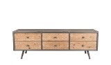 SIDEBOARD WITH 6 CARVED DRAWER GREY TOP - CABINETS, SHELVES
