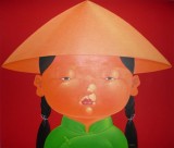 RICE HAT GIRL RED - PAINTINGS