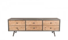 SIDEBOARD WITH 6 CARVED DRAWER GREY TOP 