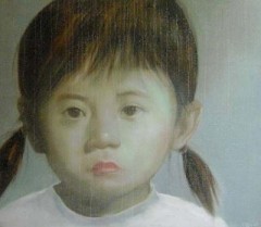 ASIAN PIGTAILED LITTLE GIRL - PAINTINGS