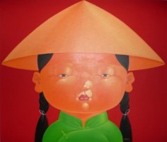 RICE HAT GIRL RED - PAINTINGS